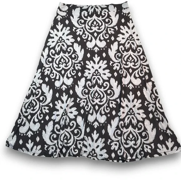 INC International Concepts INC Damask Ikat Maxi Skirt Womens XL Brown‎ White