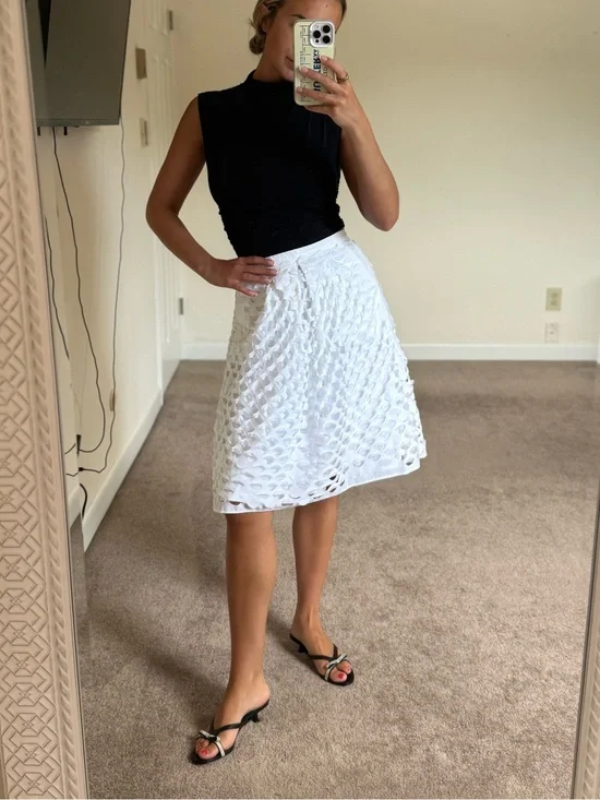 Jcrew funky eyelet cutout white skirt size 2p