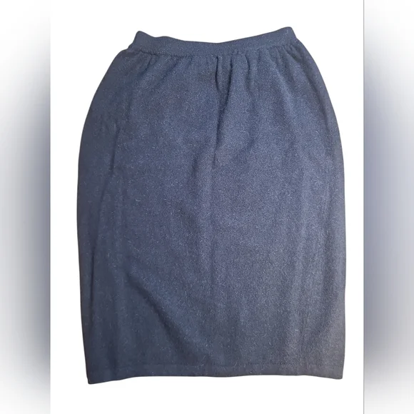 Liz Claiborne Black Vintage Pencil Skirt Wool And Angora Knit Size Medium
