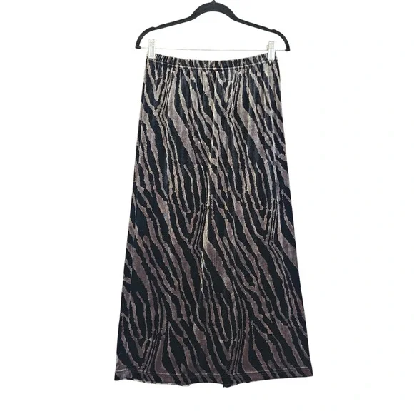 Sag Harbor Womens Vintage Velvet Zebra Print Maxi Skirt Size‎ Small Black Brown