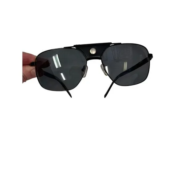 Nautica Black Metal Aviator Explorer Sunglass Polarized Leather Arms GS
