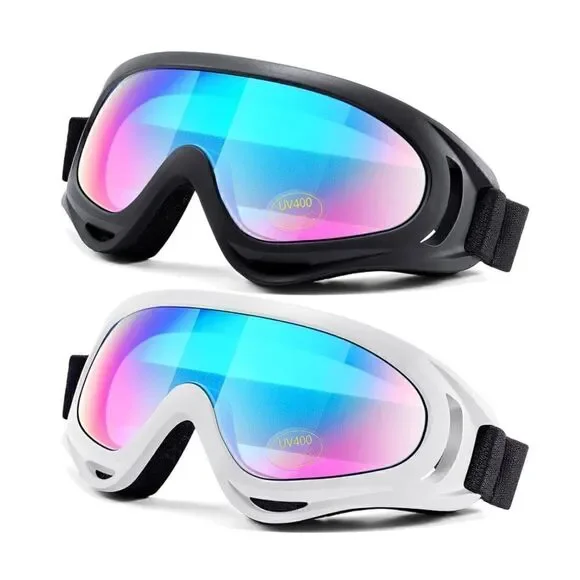 Black and White Ski Goggles Unisex 2 pairs
