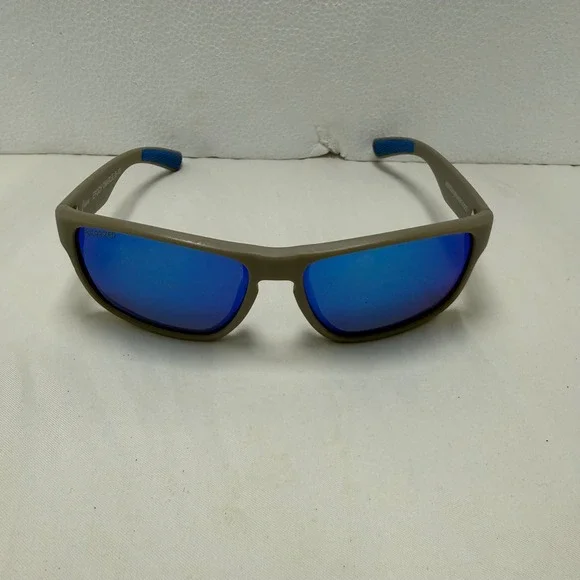 Epoch‎ Sunglasses Mens OS Tan Charlie Polarized Blue Mirror Sport Wrap 10124