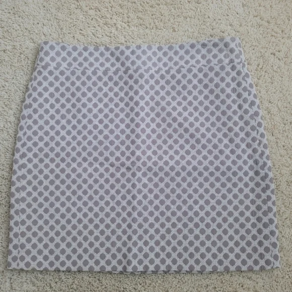 LOFT Petites 8P Polka Dot Mini Skirt Tan Brown Cream Lined Academia Preppy