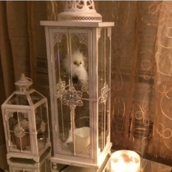 Rustic Ivory Distessed Lantern