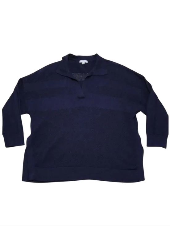 JOHNNY WAS Calme Pullover Sweater Organic Cotton / Cashmere Dark Blue Size XL