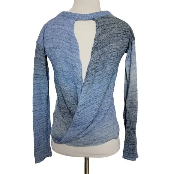 Prana Open Back Knit Blue Sweater SZ XS