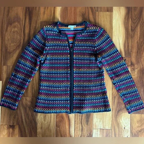 Coldwater CreekThreaded Zip-up Sweater Jacket Collarless Blazer size Medium