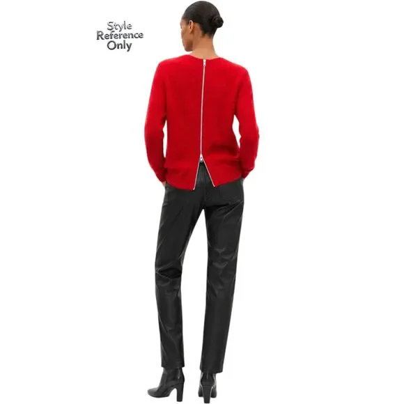 The Kooples Red Mohair Open Knit Back Zip Sweater Size Large Sheer EUC