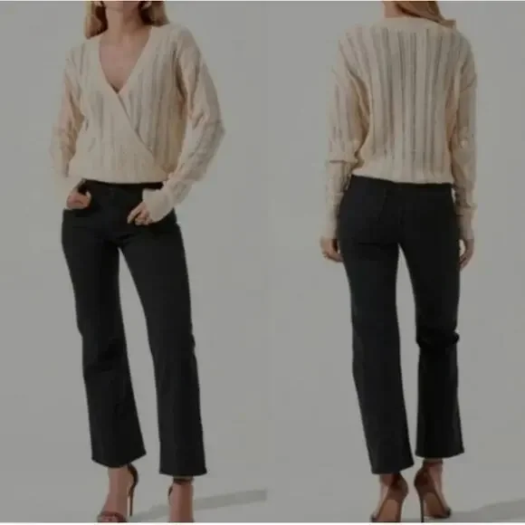 NWT ASTR Wrap Front Pointelle Sweater Size XS