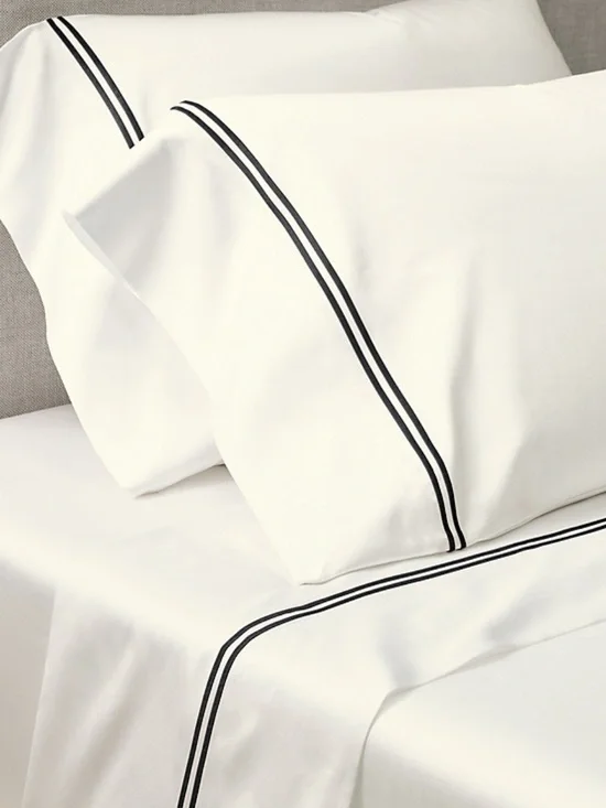 Restoration Hardware Set of Two ITALIAN IVORY HOTEL SATIN STITCH Pillow cases