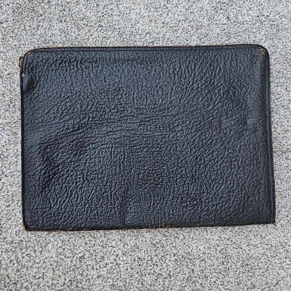 Vintage Black Leather Portfolio Folder Zip Around Document Holder Talon Zipper