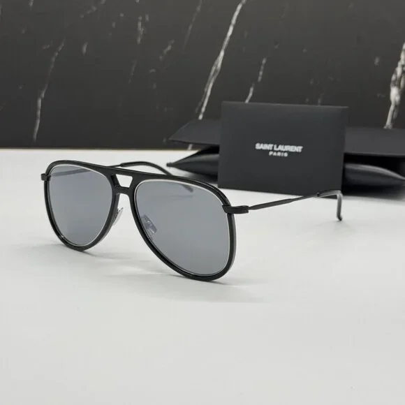 NEW SAINT LAURENT CLASSIC 11 RIM 002 BLACK AVIATOR SUNGLASSES SAINT LAURENT