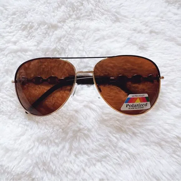 Brock Brown Sleek Aviator Sunglasses