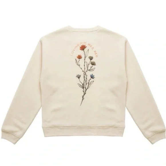 Taylor Swift Loving Him Was Red Crewneck Sweatshirt Size Large Cream Pullover