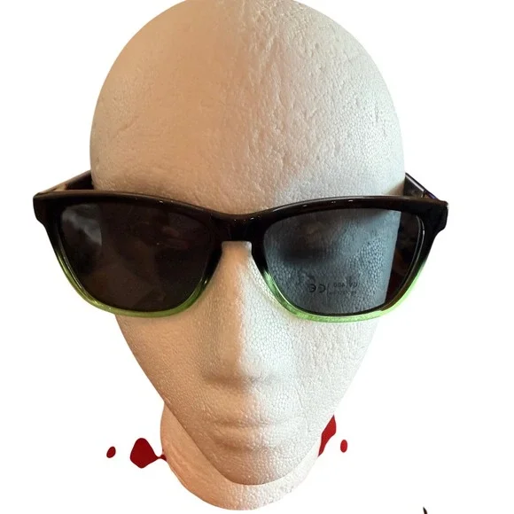 MS Polarized Cat Eye Sunglasses Black Green Lens CAT 3 Retro Eyewear