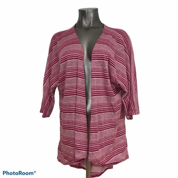 LuLaRoe Women's Cardigan Stripe Maroon White Size Medium