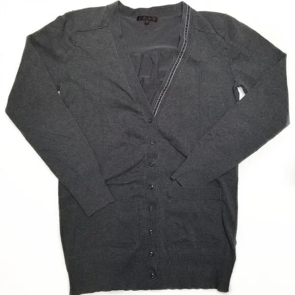 Shae V-Neck Cardigan Sweater Gray Small