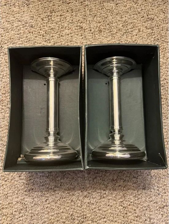 Restoration Hardware (2) vintage Bridgehampton silver plated candle holders