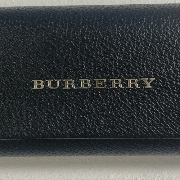 Burberry Glasses Case Black Leather Hard Shell Magnetic Close Sunglasses