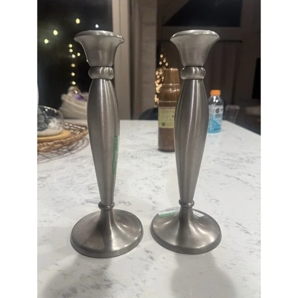 Restoration Hardware Silverplate London Vault Candlestick Set, 8.5