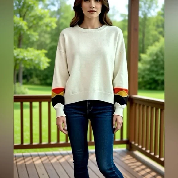 Colorful Sleeve Women's Sweater