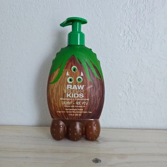 Raw Sugar Kids 2 in 1 Shampoo & Conditioner Coconut + Aloe Vera 12 fl oz New
