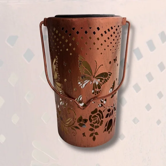 Rustic Butterfly Cutout Solar Lantern