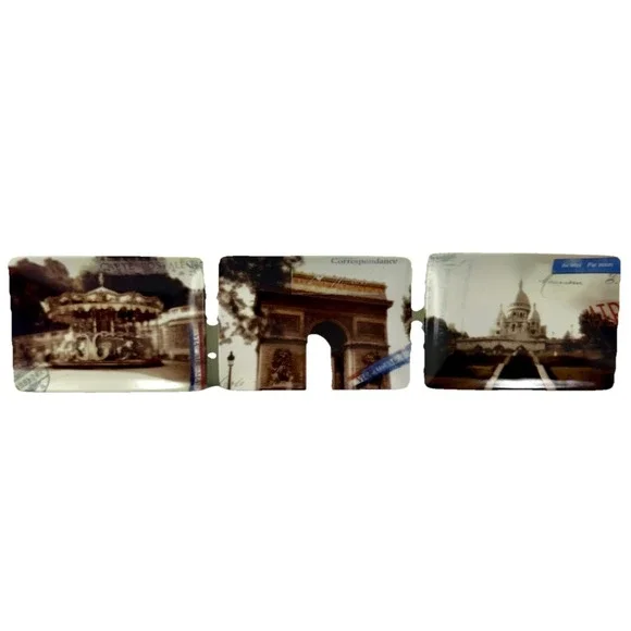 Restoration Hardware Carte Postale Paris Trays Set of 3 French‎ Travel Decor EUC