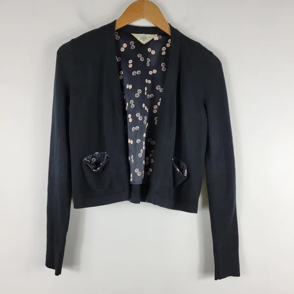 Anthropologie Monogram HWR Button Print Long Sleeve Open Front Cardigan