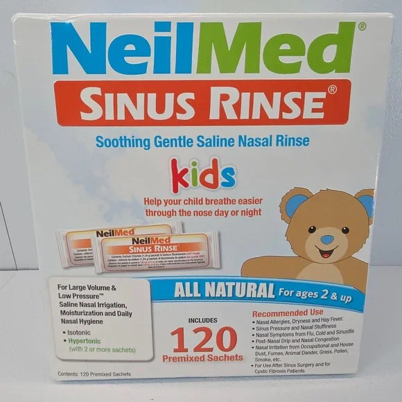 NeilMed Sinus Nasal Rinse Kids Soothing Saline 120‎ Premixed Sachets Ages 2+