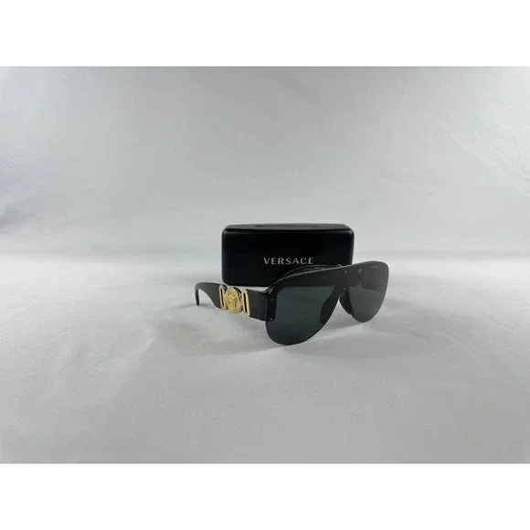 Versace Sunglasses Black Gold Shield Pilot Medusa Biggie MOD VE 4391 GB1/87
