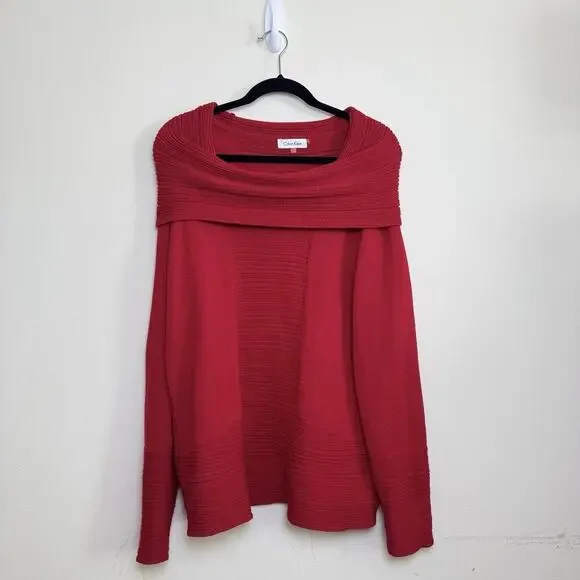 Calvin Klein Cowl Neck Sweater Red Women's‎ Size L