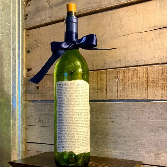 Handcrafted, up-cycled, decoupage Grimm Wine Bottle lantern