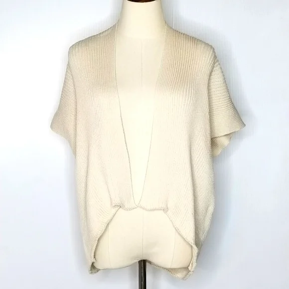 New Save the Ocean Beige Ribbed Kimono Boxy Stretch Open Front Cardigan one size