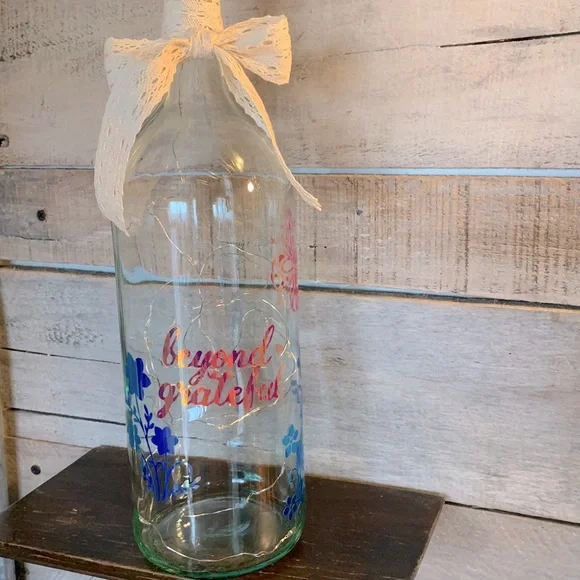 ‘Beyond Grateful’ logo lg wine bottle lantern