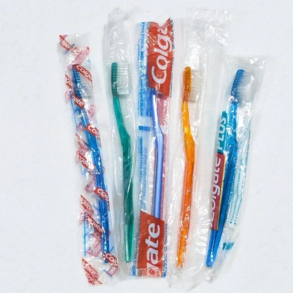 Vintage COLGATE PLUS Toothbrush Diamond Shape w/Dentist Info Printed (Lot of 5)