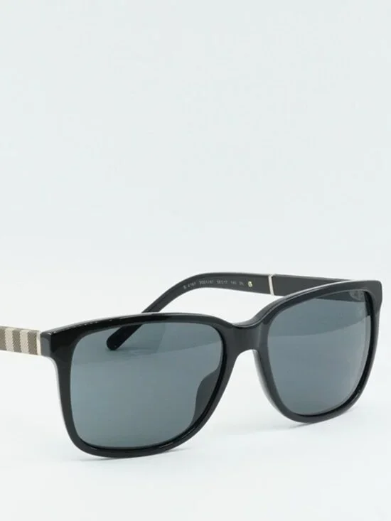 Burberry BE4181 300187 Men Sunglasses Black Rectangle Frame, Grey Lenses