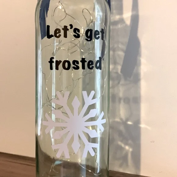 ‘Let’s Get Frosted’ logo wine bottle lantern
