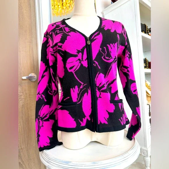 Christian Dior Vintage Floral Knit Cardigan – Rare Statement Piece
