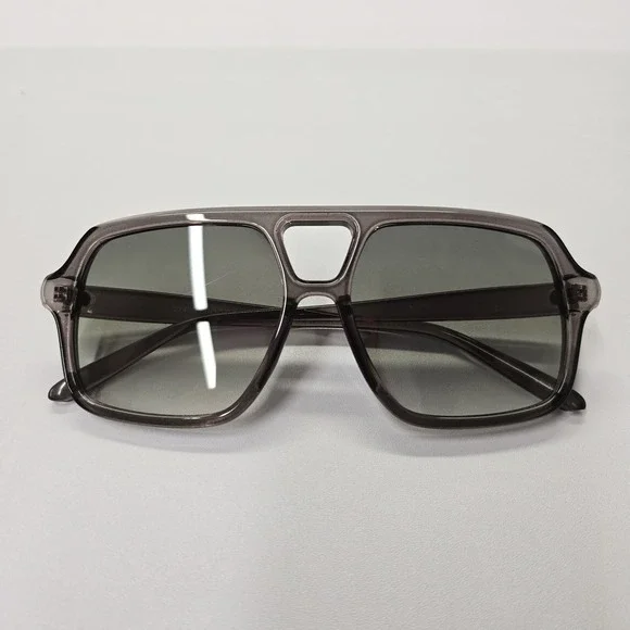 NEW Retro Oversized Square Aviator Sunglasses Smoke Grey Transparent Frame 80976