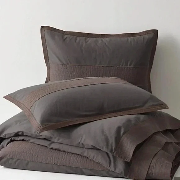 Restoration Hardware STITCHED APPLIQUÉ STRIPE SHAM- NWT- Gray- Standard Size