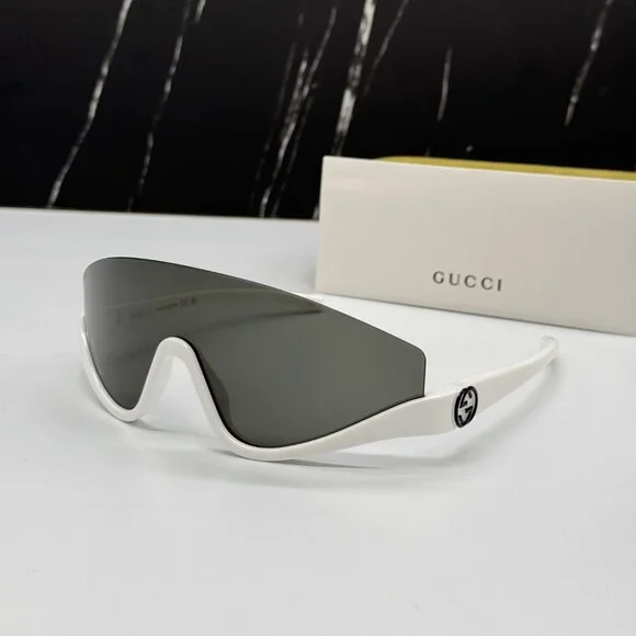 NEW GG1650S 007 UNISEX SHIELD SUNGLASSES, GRAY WHITE MASK EYEWEAR GUCCI