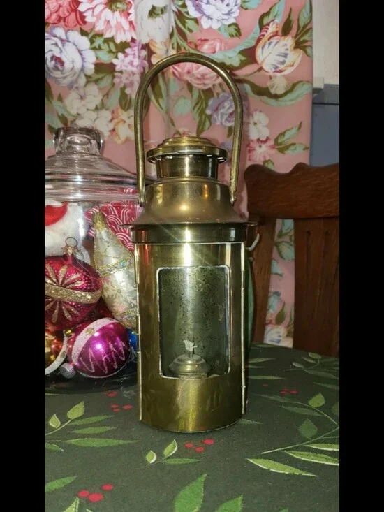 Vintage Brass Oil Lamp Binnacle 