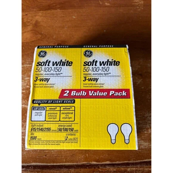 2 GE 3 way light bulbs 50-100-150 watt a19 bulb General Electricnon-led NOS