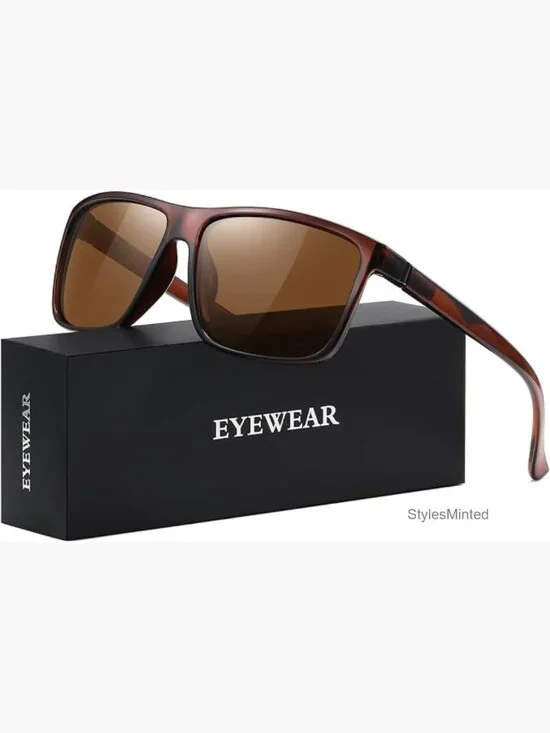 Men's Polarized Retro Square Sunglasses UV Protection Driving Fishing