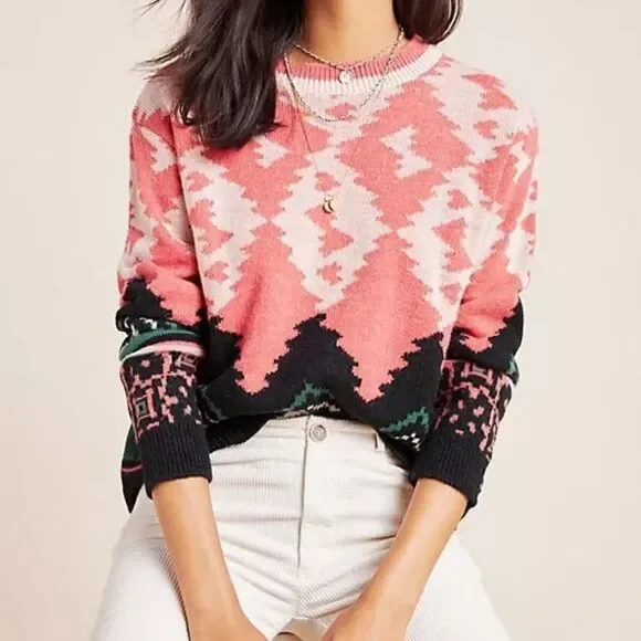 Anthropologie Aldomartins Nieves Sweater Pink Nordic Wool Alpaca XS
