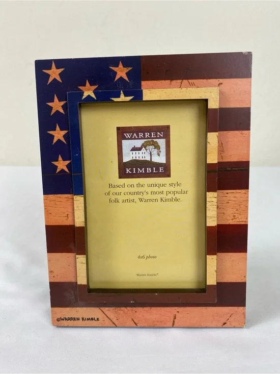 Warren Kimble Americana Stars & Stripes Picture Frame - Blue, Red, Cream 4x6