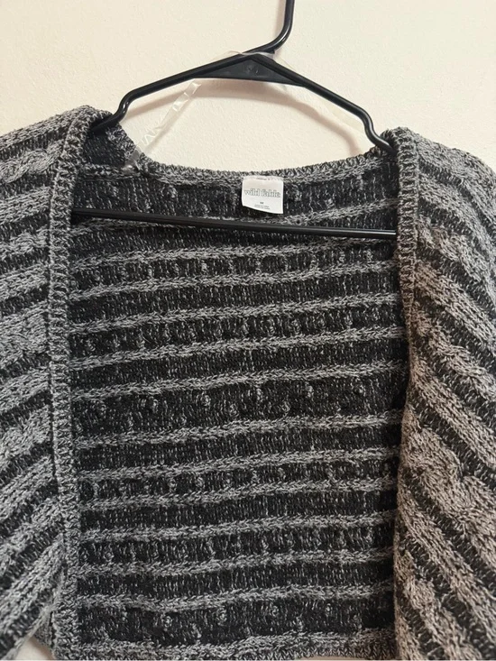 wild fable Black and Gray Striped Open Cardigan