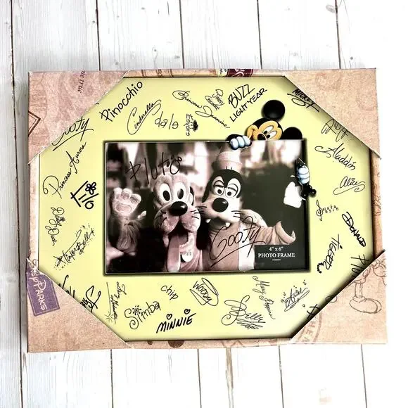 Disney Parks Pixar Character Autograph Theme 4x6 Picture Frame Original Package